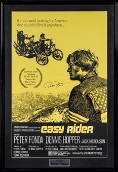 Peter Fonda Signed "Easy Rider" Movie Poster In 29x42 Framed Display (Beckett) 